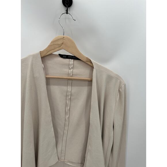 Zara Cream Suede Open Front Lightweight Jacket Women's Size X-Small XS - Picture 4 of 7